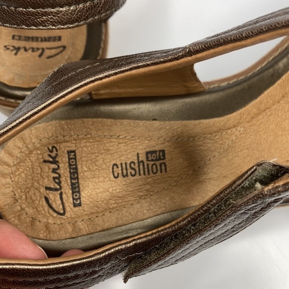 Clarks Hazelle Alba wedge Sandals bronze size 9.5 - Picture 8 of 11